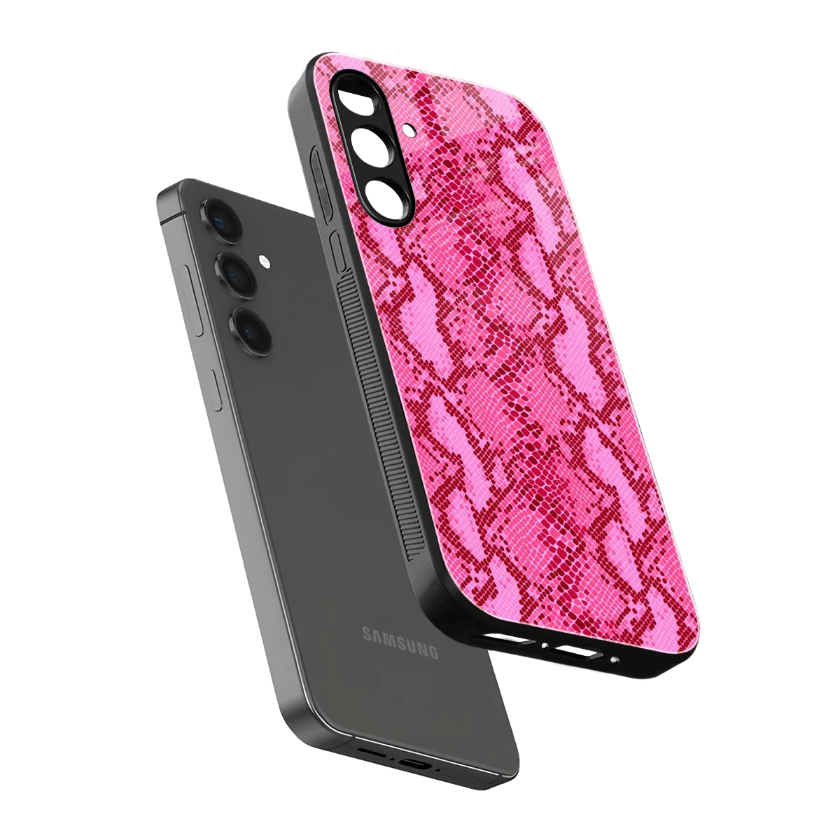 Pink Serpent sleek samsung galaxy a14 5g cover with tempered glass back and TPU edges