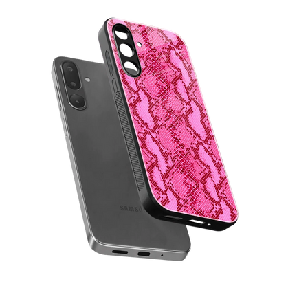 Pink Serpent sleek samsung galaxy m56 5g cover with tempered glass back and TPU edges