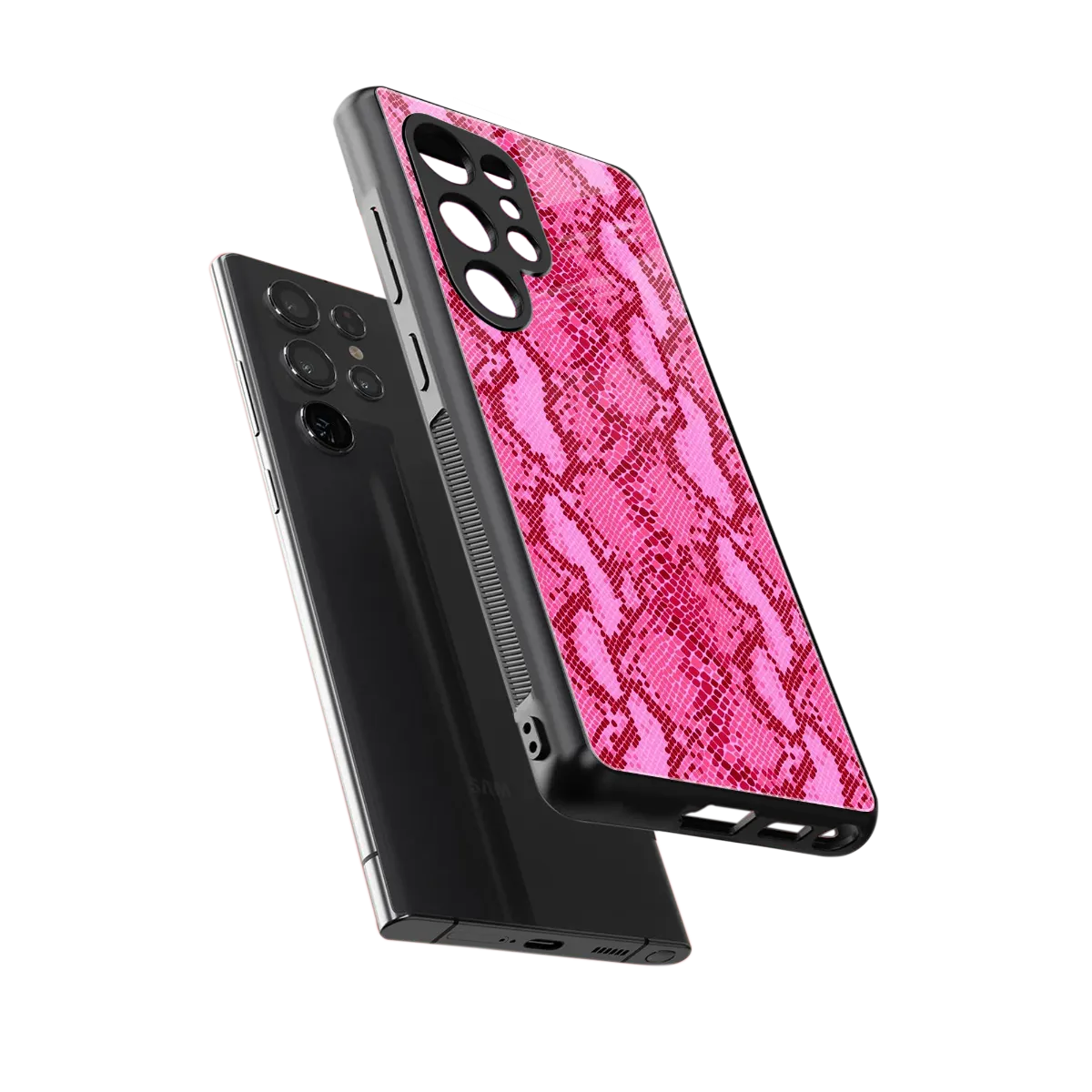 Pink Serpent sleek samsung galaxy s25 ultra cover with tempered glass back and TPU edges