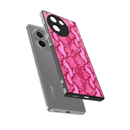 Pink Serpent sleek vivo v30e cover with tempered glass back and TPU edges