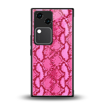 Pink Serpent back phone cover | glass case for vivo v30