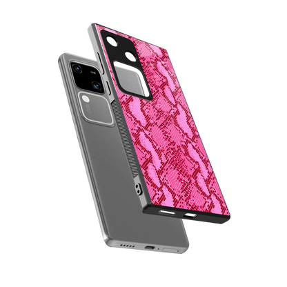 Pink Serpent sleek vivo v30 cover with tempered glass back and TPU edges