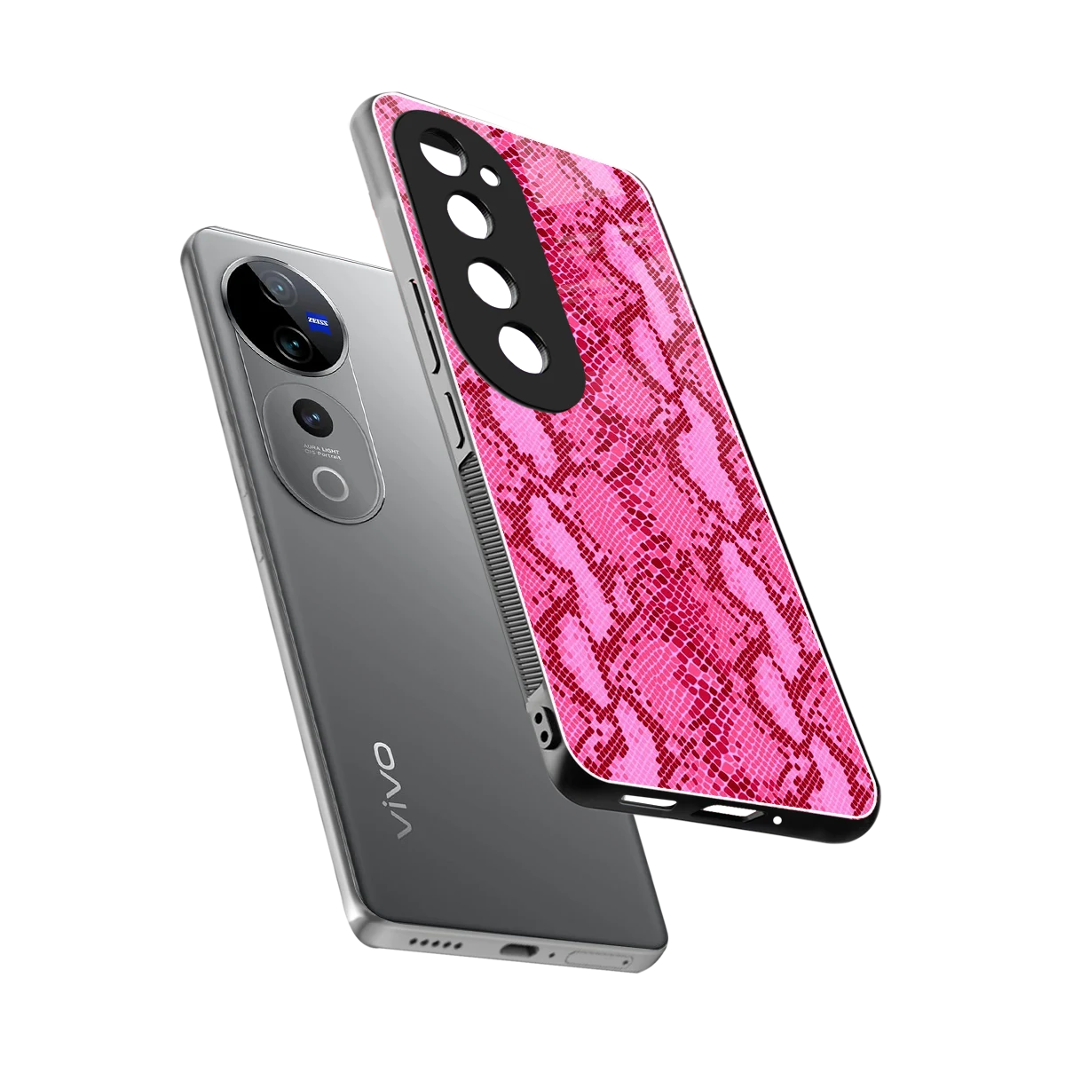 Pink Serpent sleek vivo v40 pro cover with tempered glass back and TPU edges