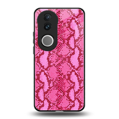Pink Serpent back phone cover | glass case for vivo v50