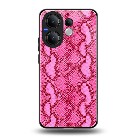 Pink Serpent back phone cover | glass case for vivo v60