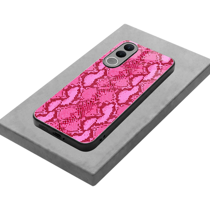 Pink Serpent stylish phone case for vivo v70 fe | glossy glass and slim fit