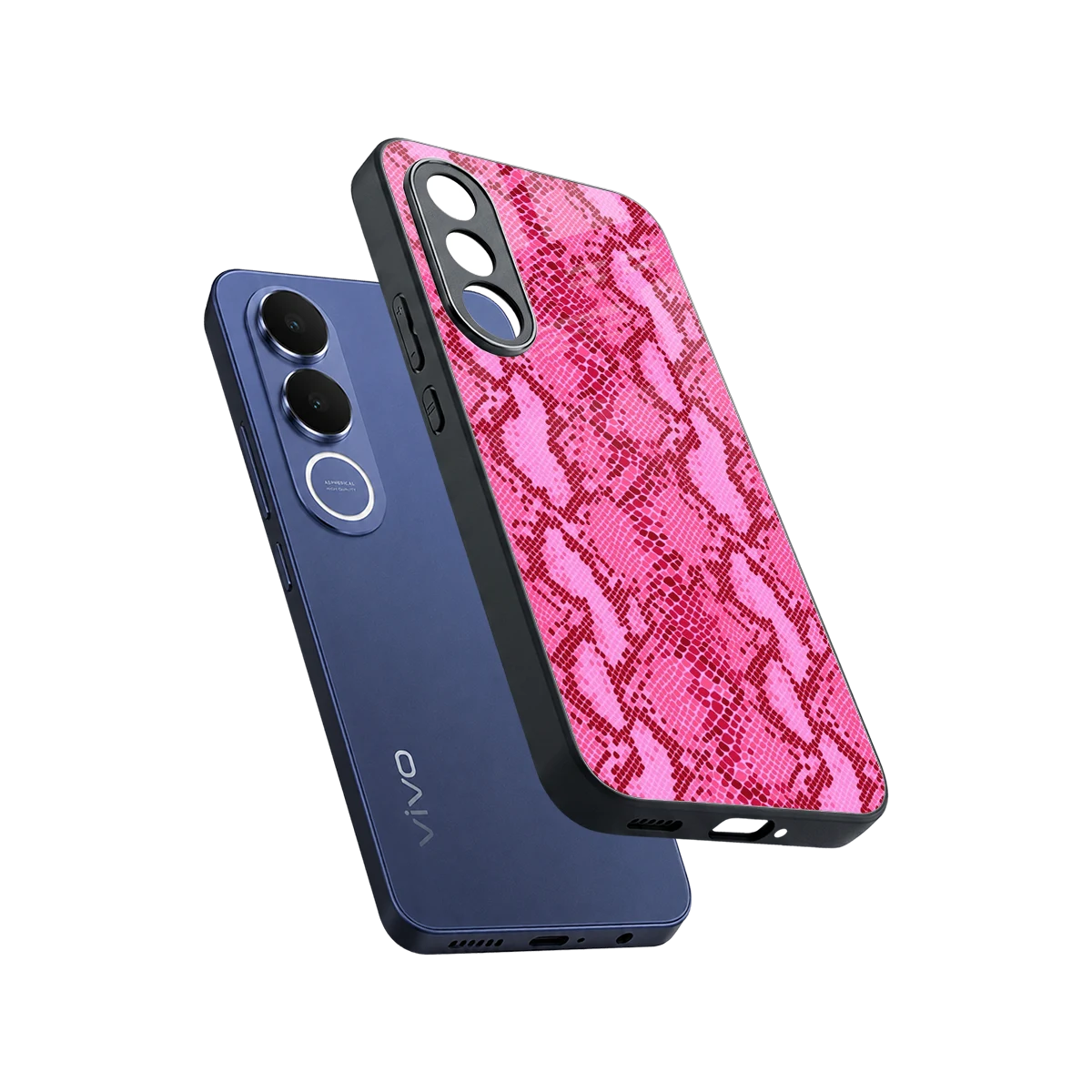 Pink Serpent sleek vivo v70 fe cover with tempered glass back and TPU edges