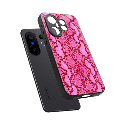 Pink Serpent sleek vivo x200 fe cover with tempered glass back and TPU edges