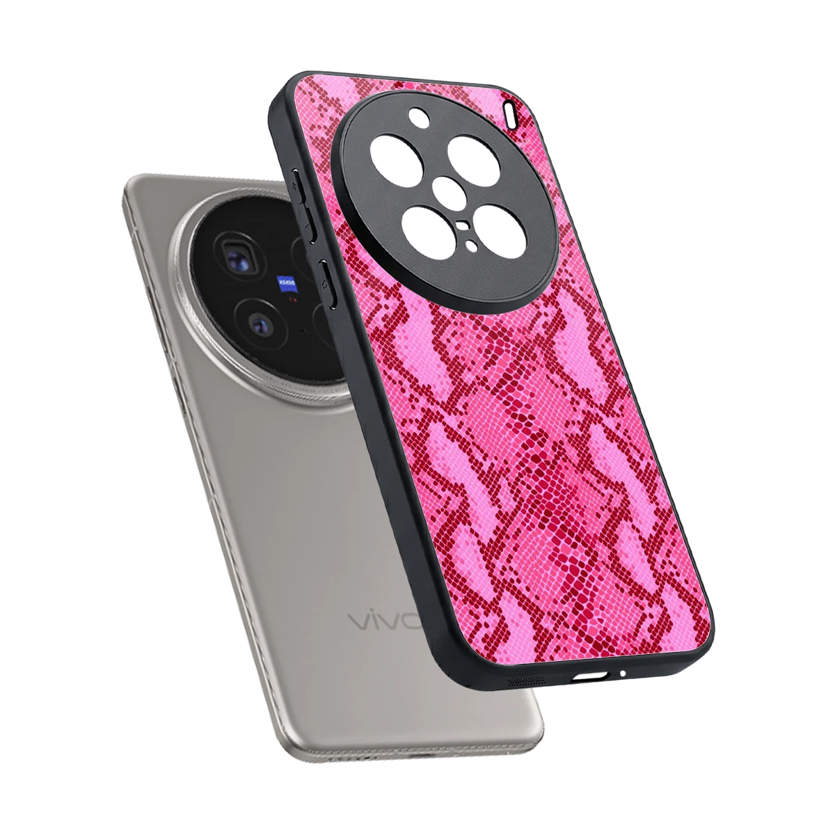Pink Serpent sleek vivo x200 pro cover with tempered glass back and TPU edges