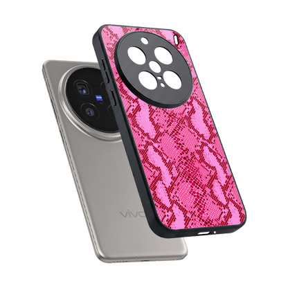 Pink Serpent sleek vivo x200 pro cover with tempered glass back and TPU edges