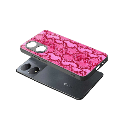 Pink Serpent sleek Vivo-y100 cover with tempered glass back and TPU edges