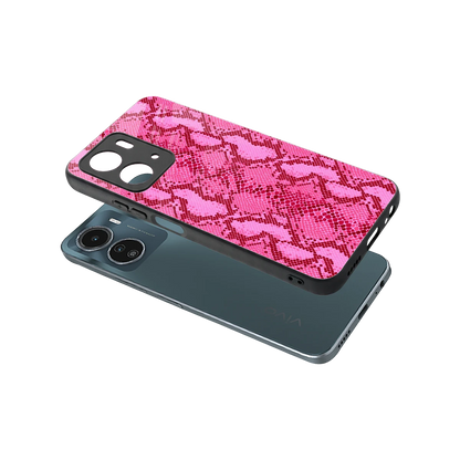 Pink Serpent sleek vivo y16 cover with tempered glass back and TPU edges