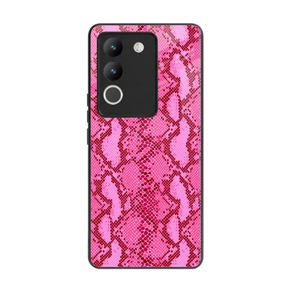 Pink Serpent back phone cover | glass case for vivo y200 5g