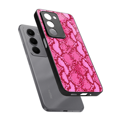Pink Serpent sleek redmi 15 5g cover with tempered glass back and TPU edges