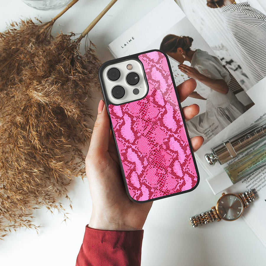 Pink Serpent Phone Case for Iphone 15 Pro Max | Glass Case