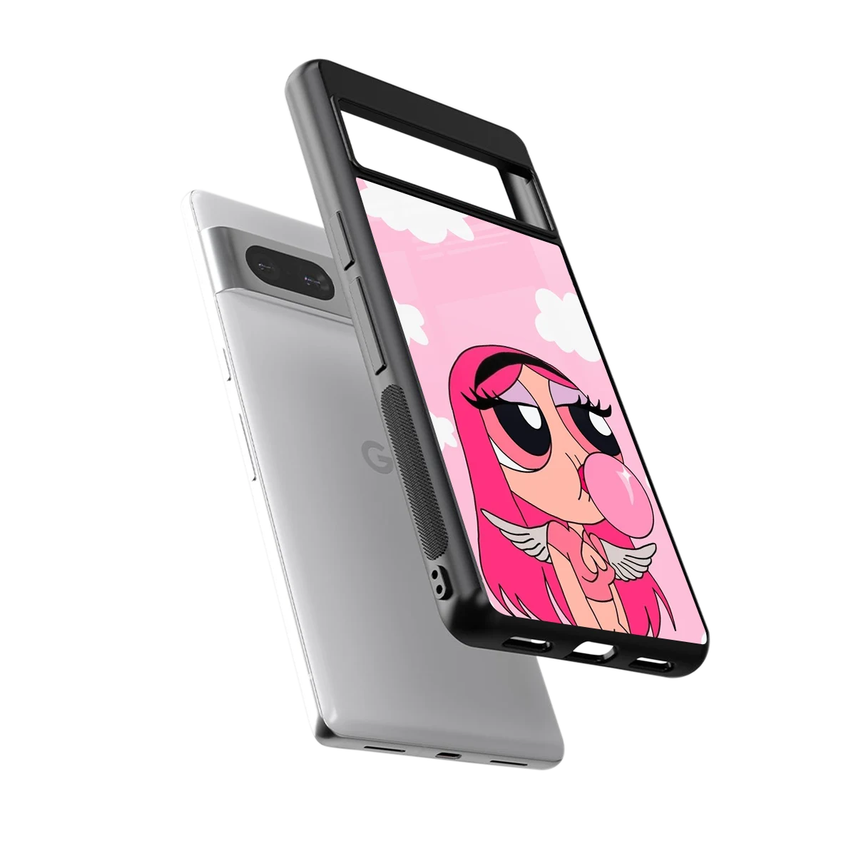 Pinktastic Chic sleek google pixel 7a cover with tempered glass back and TPU edges