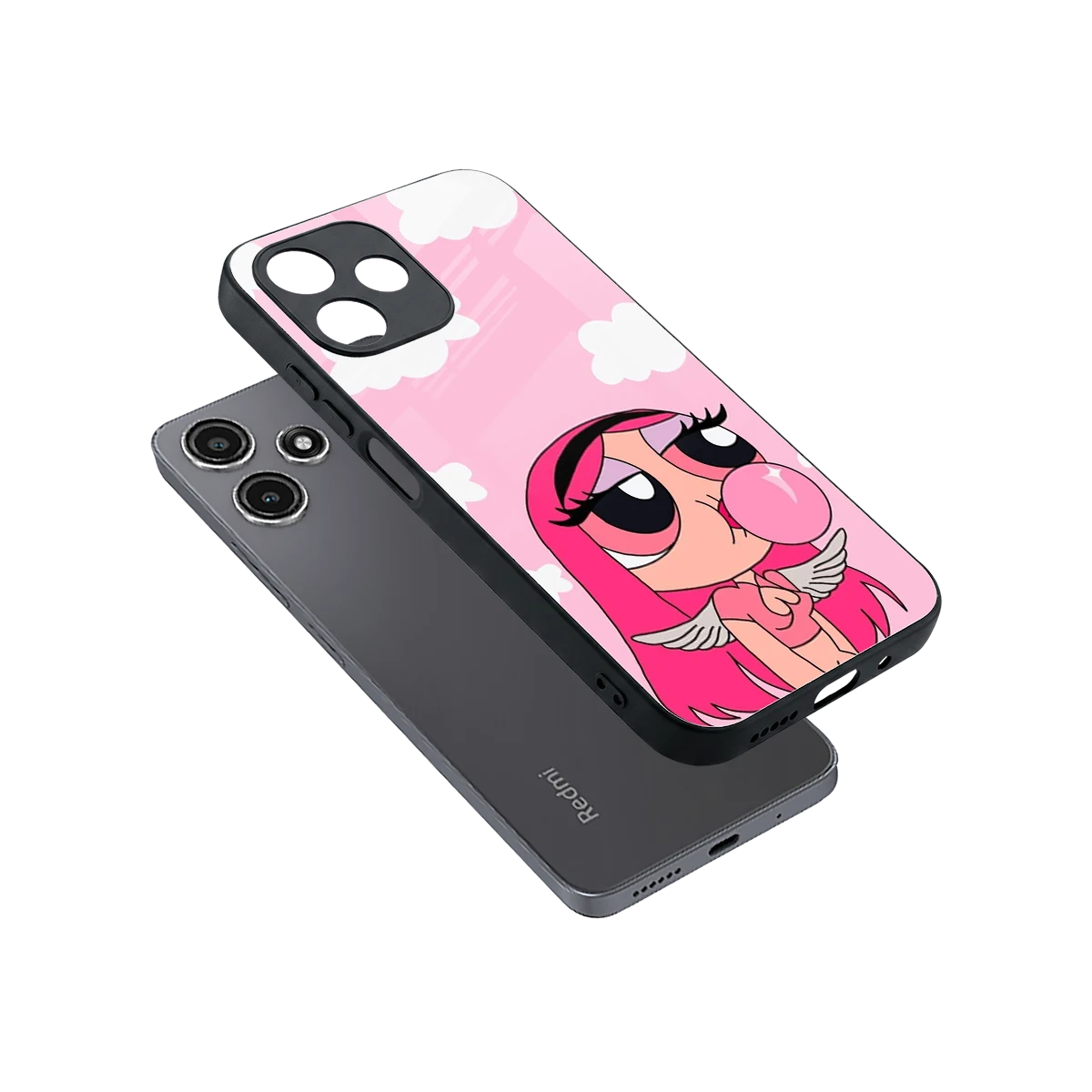 Pinktastic Chic sleek redmi 12 5g cover with tempered glass back and TPU edges