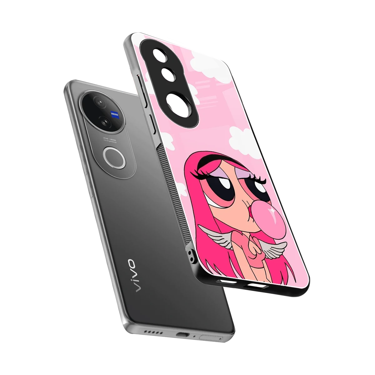 Pinktastic Chic sleek vivo v50 cover with tempered glass back and TPU edges