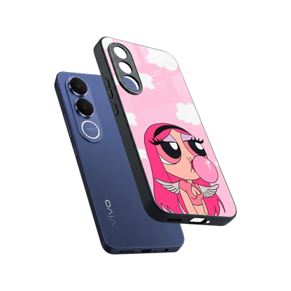 Pinktastic Chic sleek vivo v70 fe cover with tempered glass back and TPU edges