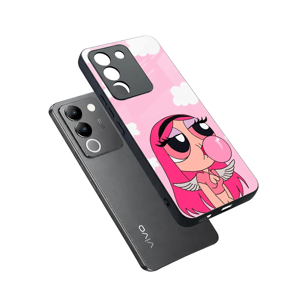 Pinktastic Chic sleek vivo y200 5g cover with tempered glass back and TPU edges