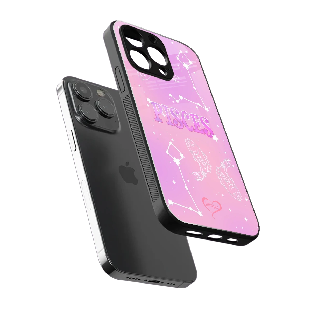 Pisces Aura sleek iphone 15 pro cover with tempered glass back and TPU edges