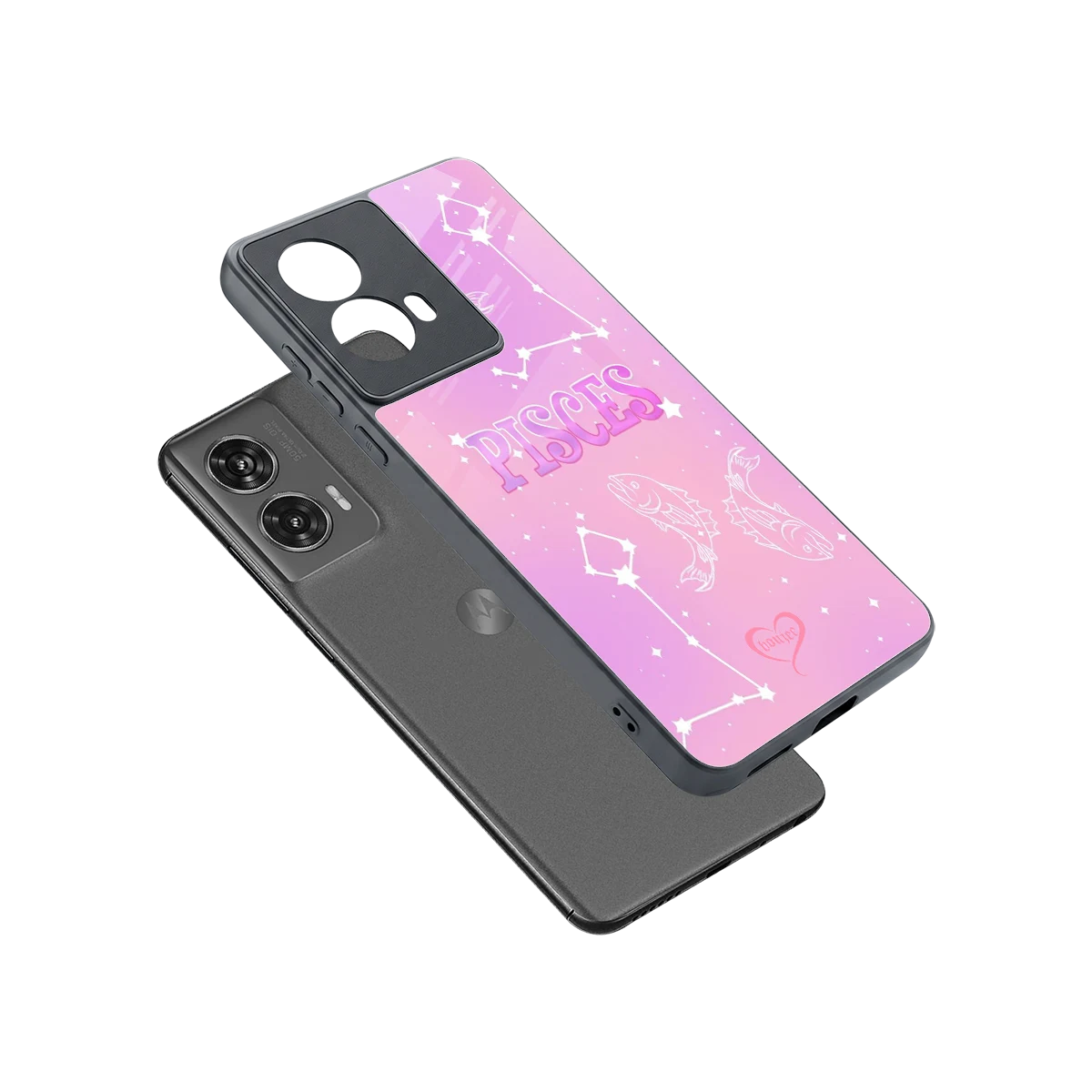 Pisces Aura sleek motorola edge 50 fusion cover with tempered glass back and TPU edges