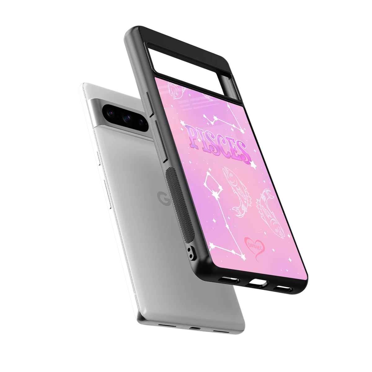 Pisces Aura sleek google pixel 8 pro cover with tempered glass back and TPU edges