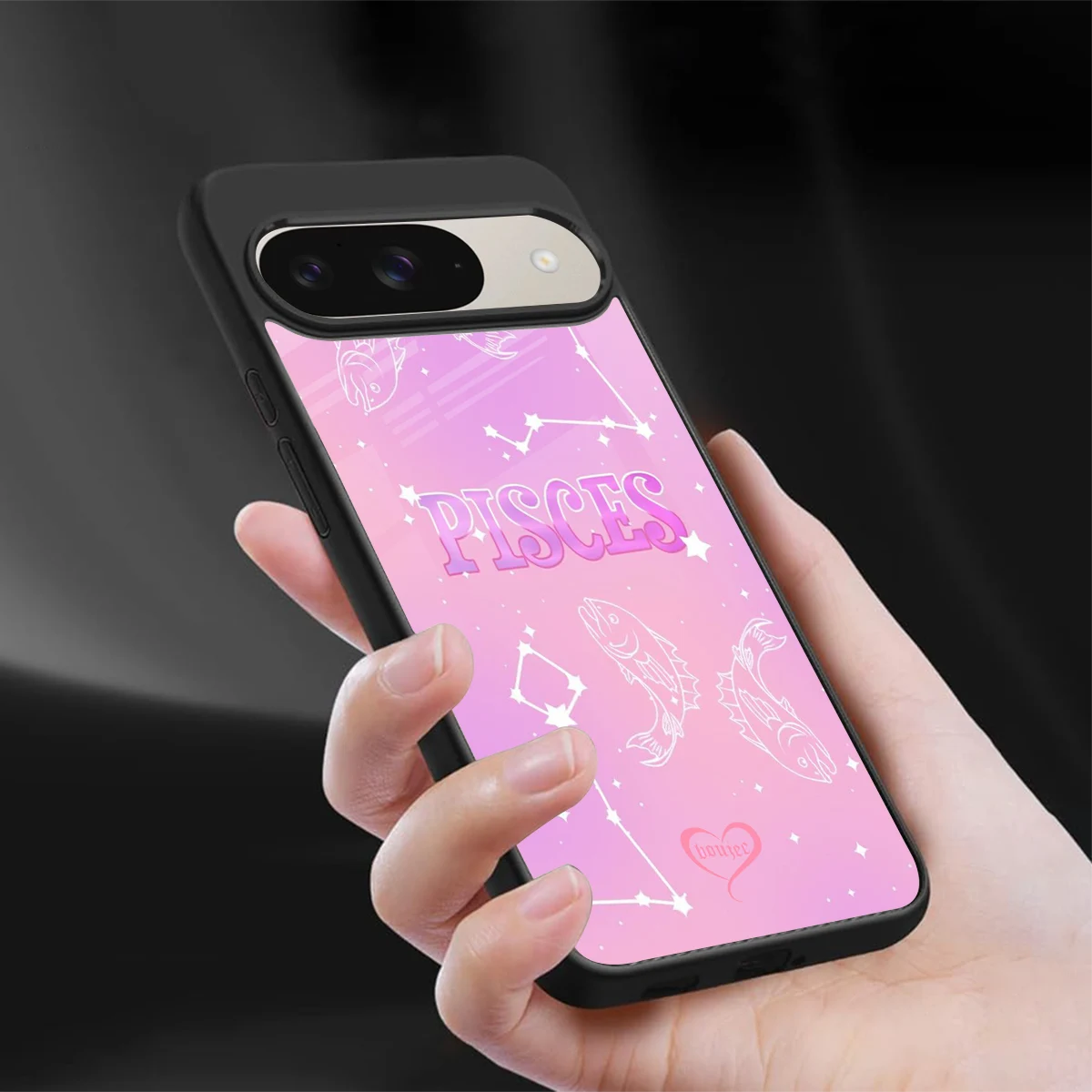 Pisces Aura sleek google pixel 9 cover with tempered glass back and TPU edges