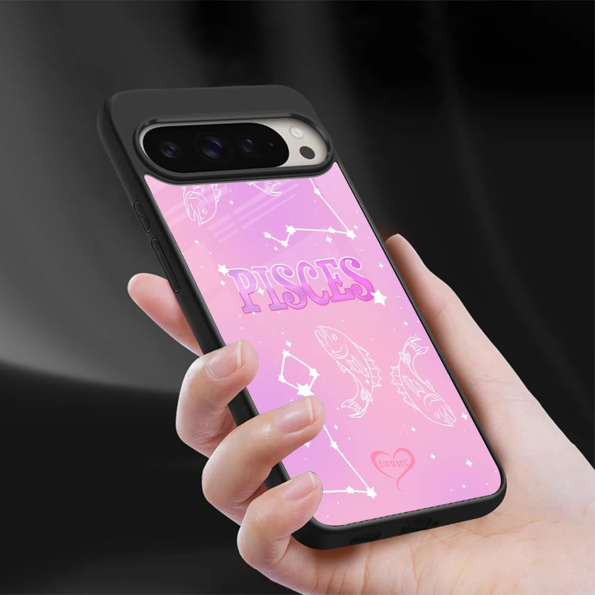 Pisces Aura sleek google pixel 9 pro cover with tempered glass back and TPU edges