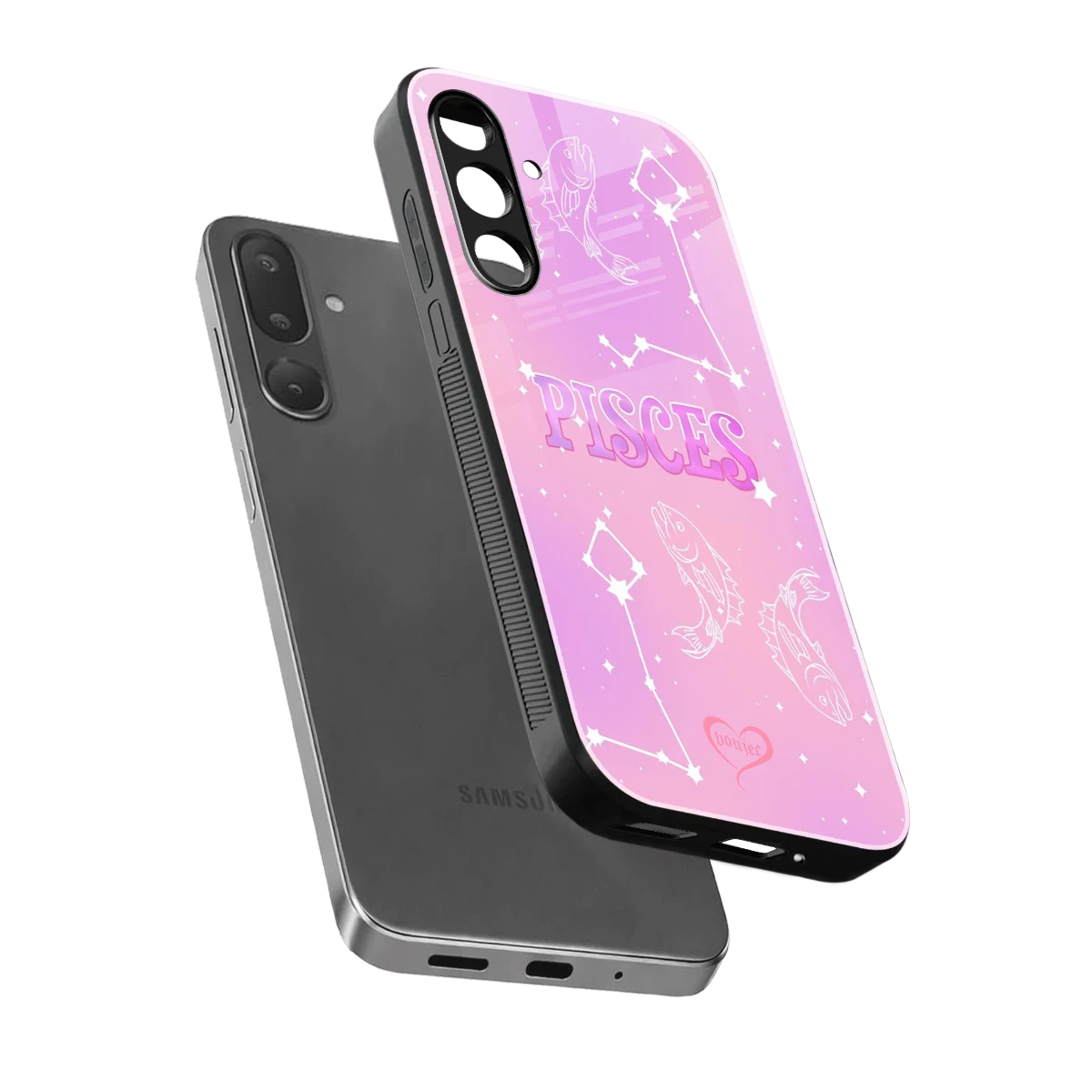 Pisces Aura sleek samsung galaxy m56 5g cover with tempered glass back and TPU edges