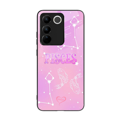 Pisces Aura back phone cover | glass case for vivo v27 5g