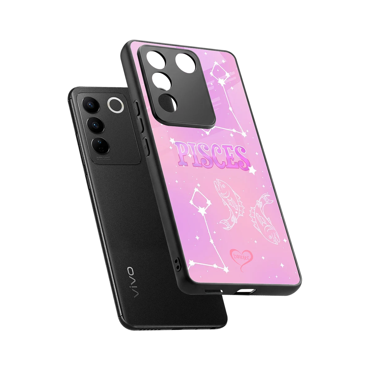 Pisces Aura sleek vivo v27 5g cover with tempered glass back and TPU edges