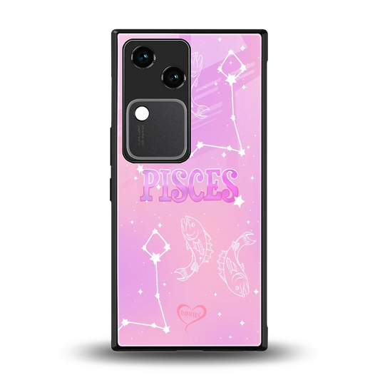 Pisces Aura back phone cover | glass case for vivo v30