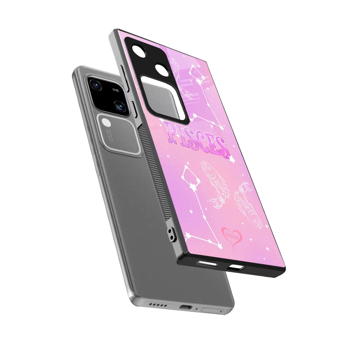 Pisces Aura sleek vivo v30 cover with tempered glass back and TPU edges