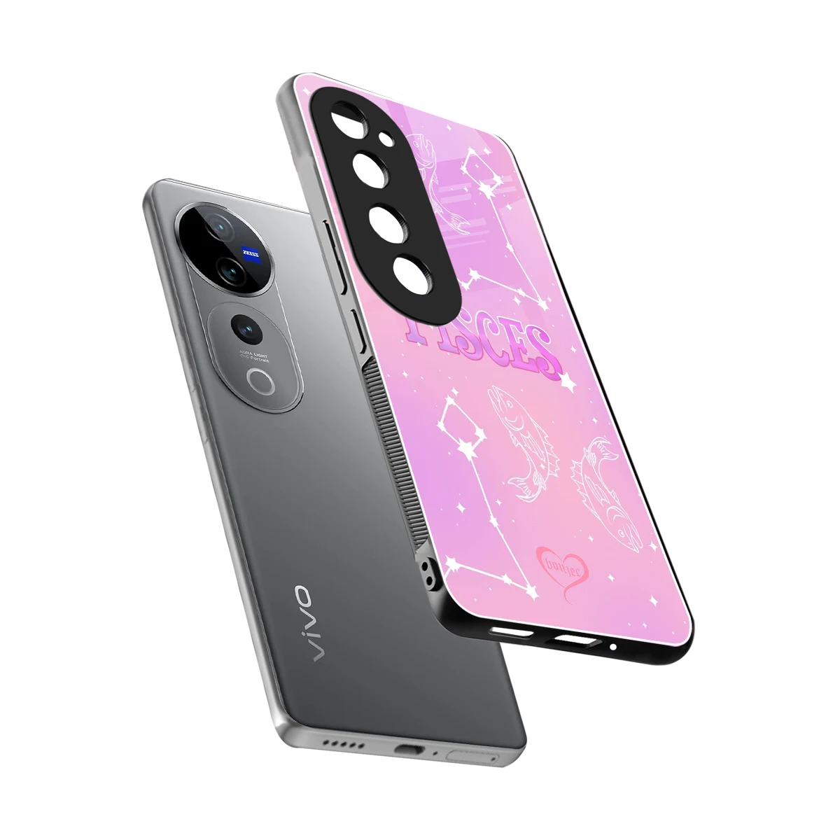 Pisces Aura sleek vivo v40 pro cover with tempered glass back and TPU edges
