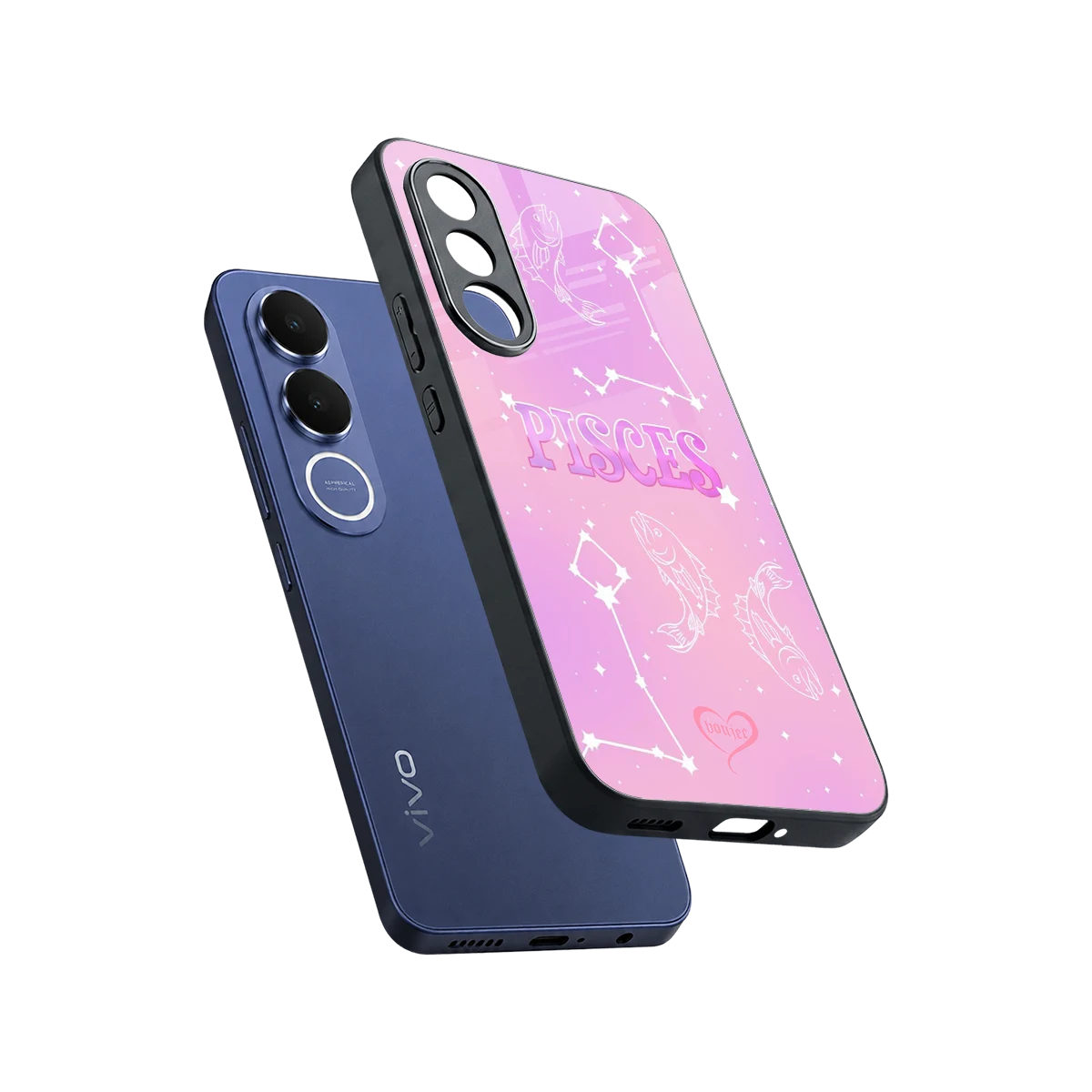 Pisces Aura sleek vivo v70 fe cover with tempered glass back and TPU edges
