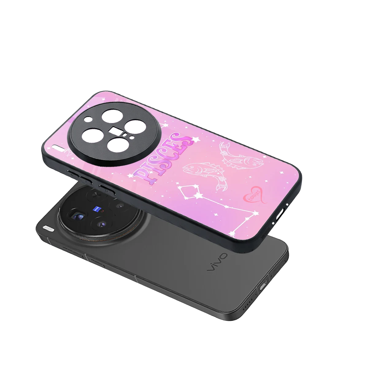 Pisces Aura sleek vivo x300 pro cover with tempered glass back and TPU edges