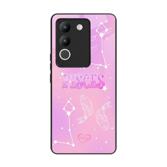 Pisces Aura back phone cover | glass case for vivo y200 5g