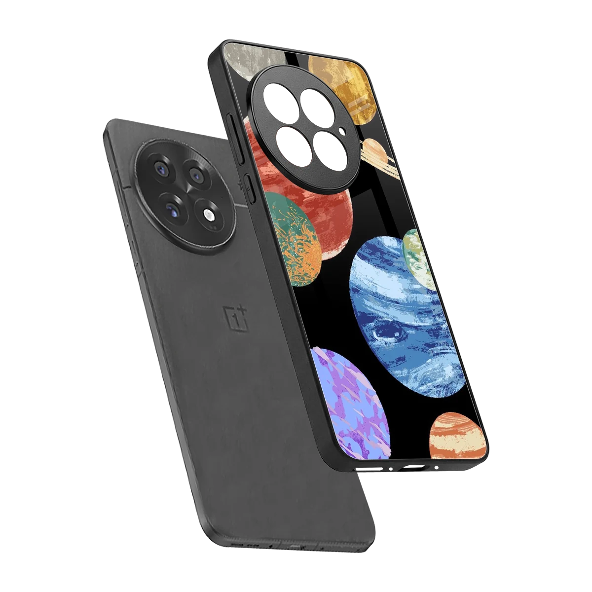 Planet Parade sleek oneplus 13 cover with tempered glass back and TPU edges