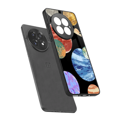 Planet Parade sleek oneplus 13 cover with tempered glass back and TPU edges