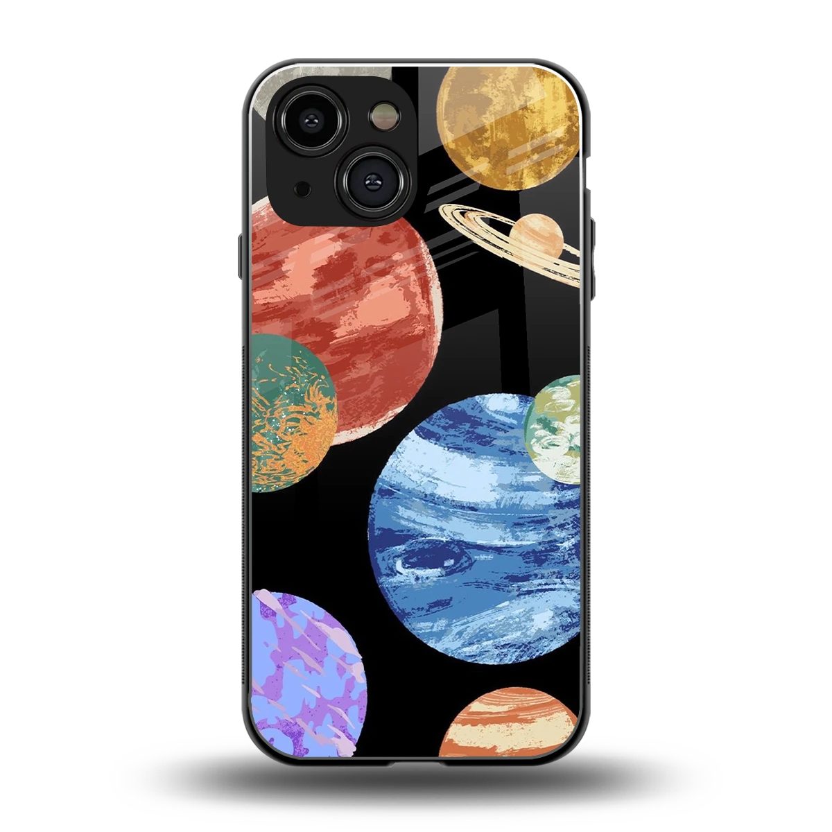 Planet Parade back phone cover | glass case for iphone 13 mini