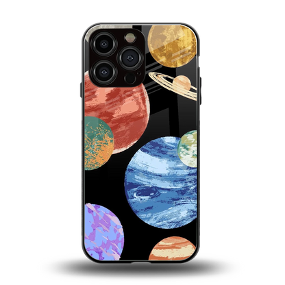 Planet Parade back phone cover | glass case for iphone 14 pro max