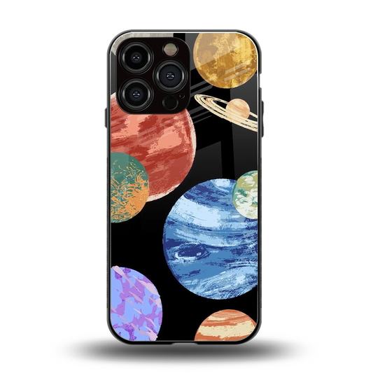 Planet Parade back phone cover | glass case for iphone 14 pro max