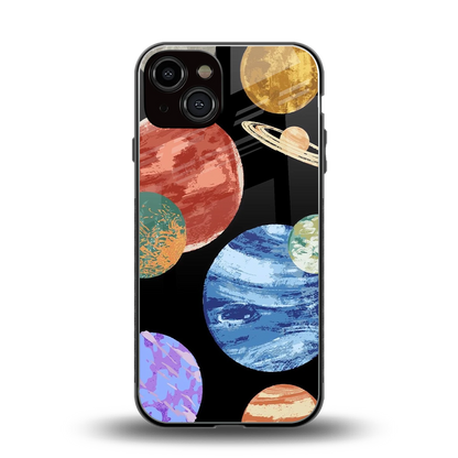 Planet Parade back phone cover | glass case for iphone 14