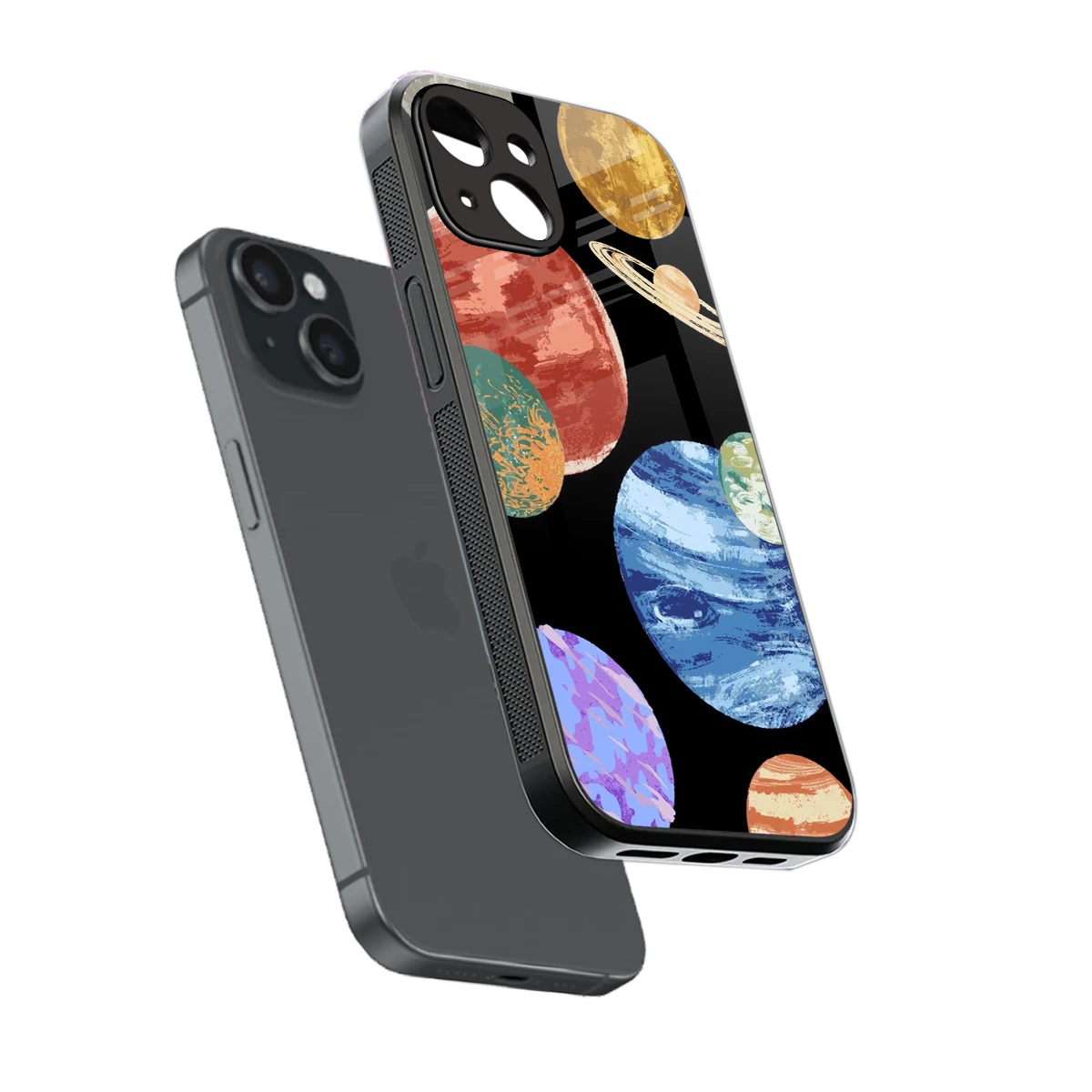 Planet Parade sleek iphone 13 cover with tempered glass back and TPU edges