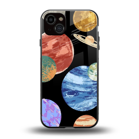 Planet Parade back phone cover | glass case for iphone 14 plus