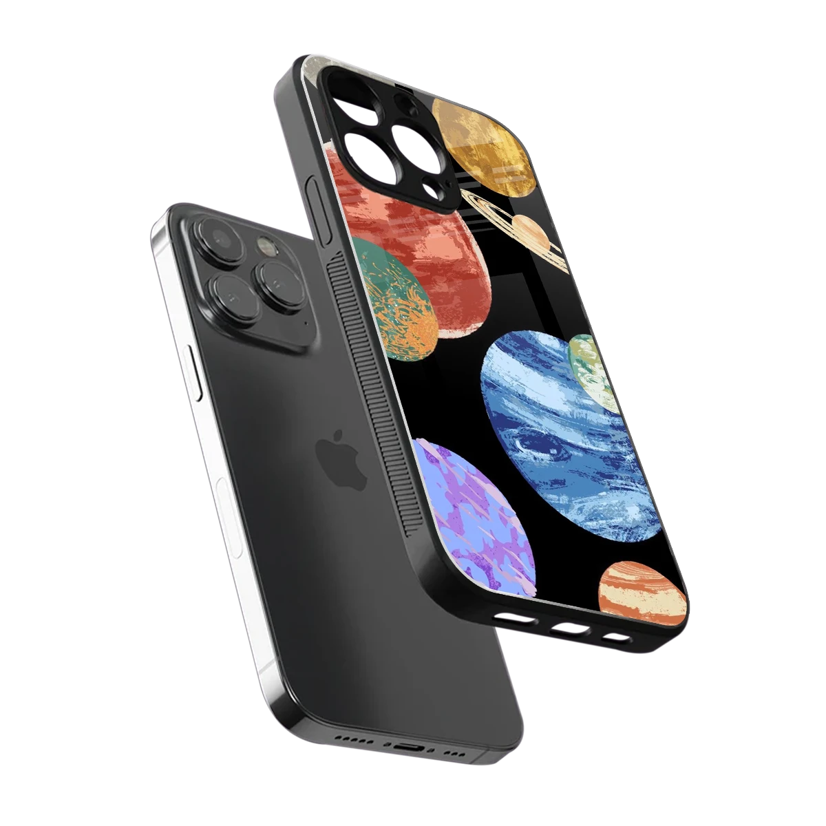 Planet Parade sleek iphone 15 pro max cover with tempered glass back and TPU edges