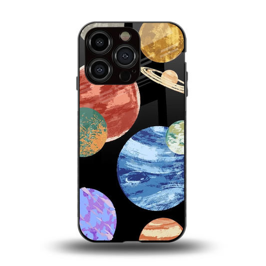 Planet Parade back phone cover | glass case for iphone 15 pro