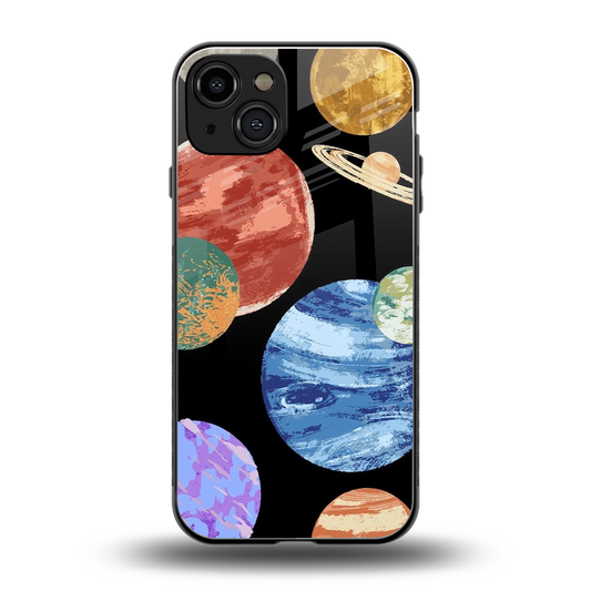 Planet Parade back phone cover | glass case for iphone 15