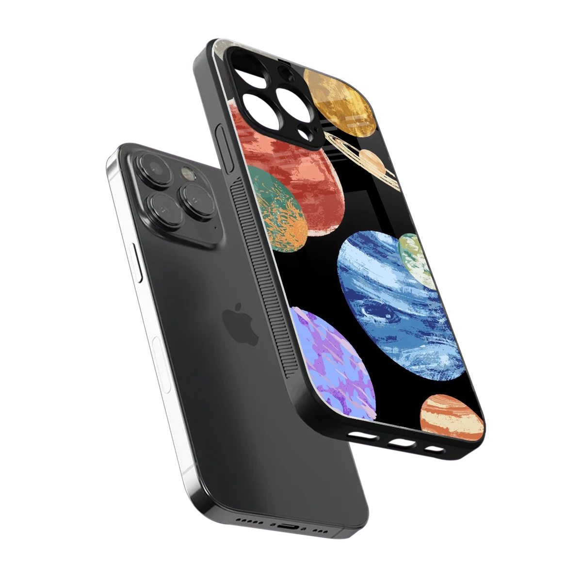 Planet Parade sleek iphone 15 pro cover with tempered glass back and TPU edges